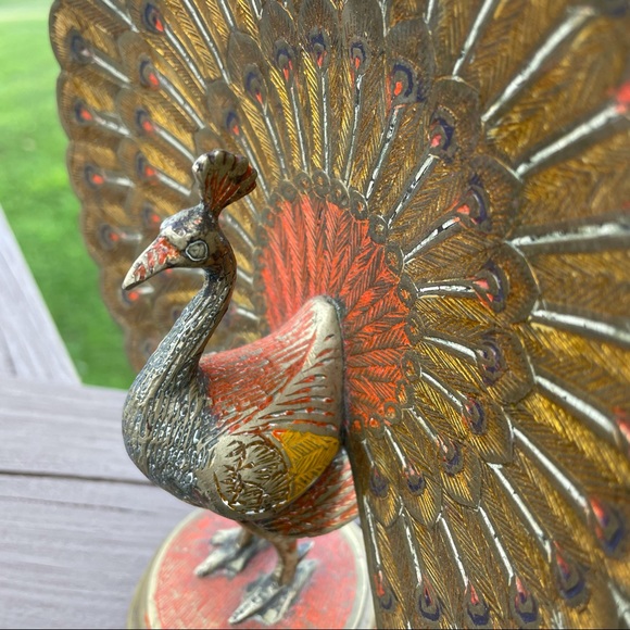 Vintage Brass Peacock Figurine - Picture 4 of 4